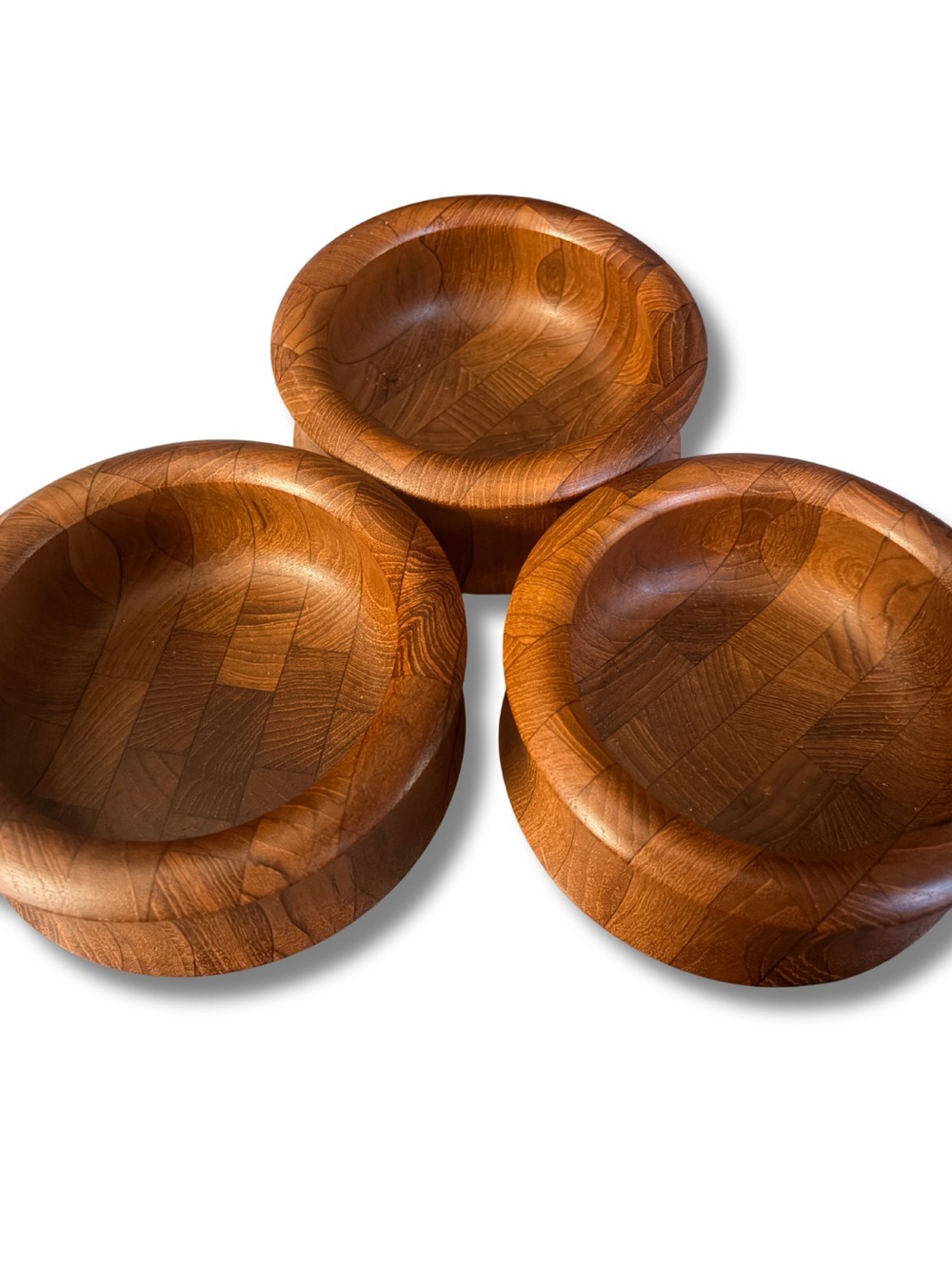 Set of 3, Vintage, Digsmed Denmark l, staved teak bowls, EUC - Picture 4 of 5